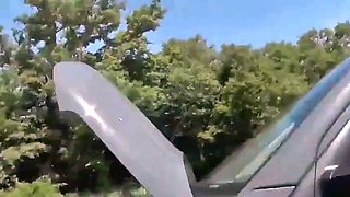 German Amateur Blowjob in Car Leads to Facial Outdoors