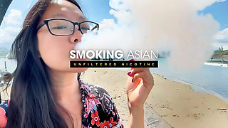Darkside Smoking Asian Biting, Extracting Filthy Cigarette Filter + Hurtful Nipple Ember Glow