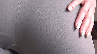 Fit MILF Teases Visible Panty Lines in Tights