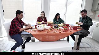 cute asian teen fucks her best friend`s stepdad on thanksgiving