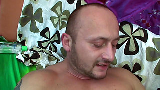 Beautiful and sensual blonde milf with small tits fucks her horny partner's wet ass with a strap-on