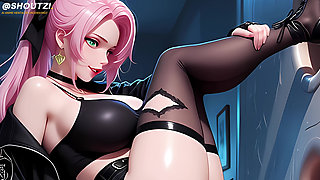 Anime Hentai Uncensored, Pink-haired Chick Sucks Your Cock by a Glory Hole, Fuck Her and Cum on Her!