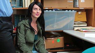 Amateur cop Justin plunges his massive rod into sultry MILFs eager mouth