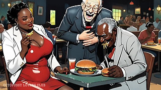 Elite Cuckold Club: Mistress Ebony BBW Fulfilling the Dreams of Old Rich Cuckolds. Cartoon Visual Novel