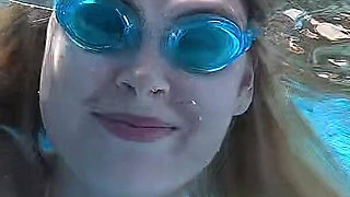 Nude Pool Tease and Masturbation While He Watches