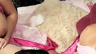 Lesbian seduction between Samantha Bentley and Charley Green sluts with huge breasts love to stick sex toys in their pussies