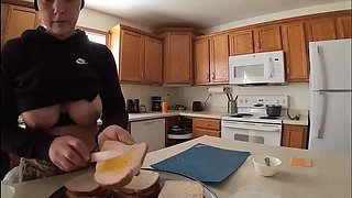 Big Tit Housewife Cooks Lunch Before Getting Pounded to Orgasm