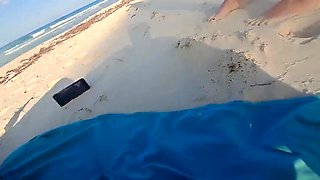 Amateur MILF Sucks Cock and Swallows Cum POV on the Beach