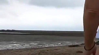 Stripping Naked and Walking on Public Beach