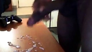 Big Black Cock Blows a Huge Load