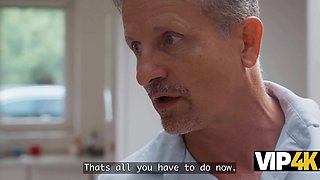 Tiny Nerdy Gal Cucks BF, Pleasing His Stepdad With Sex So That The Old Man Let Them Stay In His House