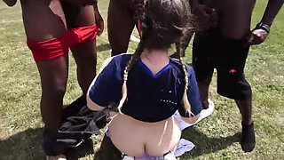 Darkhaired mom sucks 25 dicks for hubby enjoyment