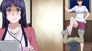 Tiny guy overwhelmed by tall athletic anime giantess babes