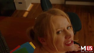 Blonde Paris White Seduces Teacher Robby Echo in Office POV