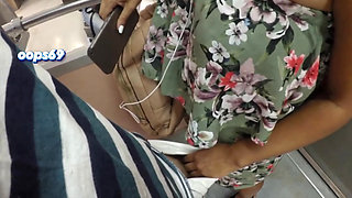 Hot MILF Stranger Grabs & Rubs My Hard Dick Through Shorts on Crowded Train