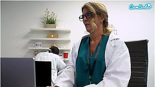 Sexy Big Tit Milf Nurse Masturbates At Office