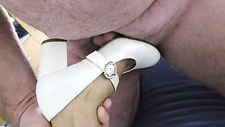 White Wedding Heels with Buckle 36
