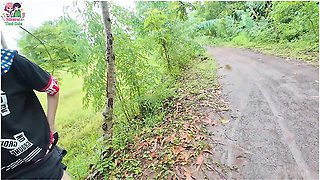 Thai Girl Walks And Shows Her Pussy On The Roadside Near A Rice Field