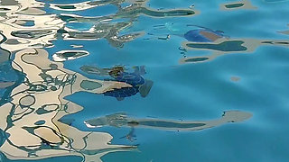 Cuckquean POV - BBW Cuckcake Fucks My Husband in Outdoor Pool While I Film Underwater