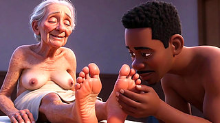 Elderly Granny Getting Feet Oiled & Licked - Sole Licking Pleasure