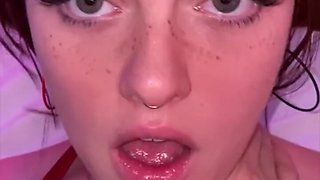 Tiny titted redhead showed off her abilities in bed POV