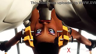 Extreme sex in restraints. Big tits beauty likes to be fucked hard