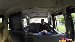 Student and Driver Fuck in Taxi - Big Tits and Cumshot