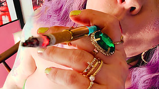 UK Smoker Tina Snua Smokes A Cigarette In A Holder - Dangles Drifts Snaps OMI OME