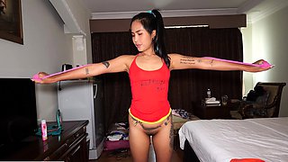Cute obedient Thai teen fucks a big dick