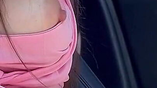 Artemisia Love Big Tits Walking Outdoor and Flashing Her Juicy Nipples in the Car