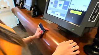 Hot girl give me amazing blowjob in the cinema   Public