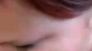 Redhead girl rides on huge cock after massage