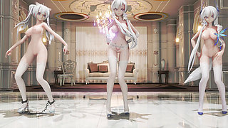 [mmd] Triple Happy Glory Step White Silk Jk Student Girl Cheongsam Striptease