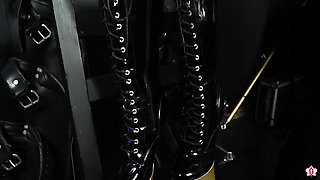 Intense Bastinado: Goddess Vivienne L'amour Transforms Slave Mila's Soles of Her Feet to Hooves, Earning Her Boots