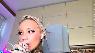 Fiery mature amateur busty blonde solo pussy toying