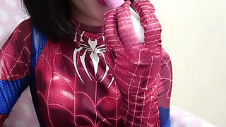 SPIDERGIRL PLAYING HERSELF WITH VIBRATOR