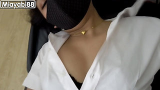Boss creampied fuck his Sexy Asian teen secretary in office after workday