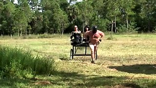 Cfnm femdom fetish nasty hotties playing with his dick