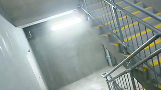 Brunnettebaby Gives A Public BJ To BF On The Stairs