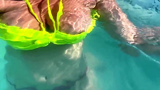 Artemisia Love Swimming in the Pool Flashing Her Big Juicy Boobs and Smoking a Cigarette