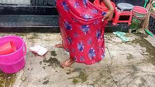 Amateur Desi Hot Step Stepmom Big Ass Big Nipple Outdoor Shower Exclusive Scene Captured by Her Step Stepson