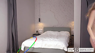 My18teens - a Slutty Gymnast Milka Way Fingers Herself