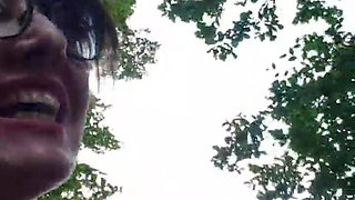 Naked Riding a Bike and Splashing in the Forest