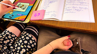 HIGH SCHOOLGIRL COMPILATION - Handjob again in MATH Class Under the Table and even a bit of Blowjob and Footjob. At HIGH School.