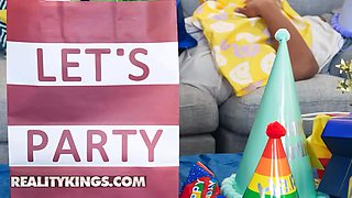 Reality kings - Kira Noir & Lily Lou lick each other before Ricky Johnson joins in for a morning-after threeway