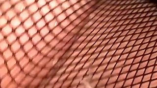 Black Fishnets & Pink Crotchless Pantyhose