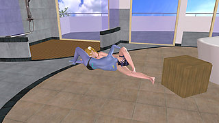 Animated 3D Lesbian Porn - Blue Elf Woman Fucking Young Woman Pussy with Strap-on Then Licking
