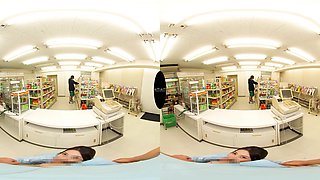 The Convenience Store Clerk is a Slut - Asian Teen Riding Dick at Work