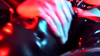 German Rubber Slut Get`s Spanked While She Is Bend Over the Knee