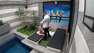 I undress in front of the hotel waiter, he agrees to eat my tight pussy and I give him a blowjob until he cums in my mouth